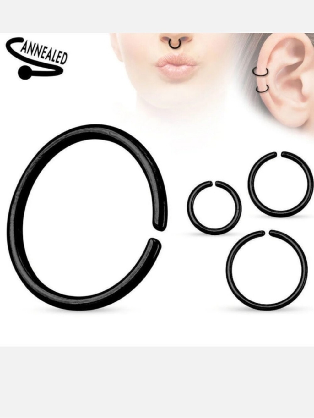 3 nose ring hoops 🖤🖤🖤
